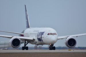 Boeing 787 Dreamliner in an airport